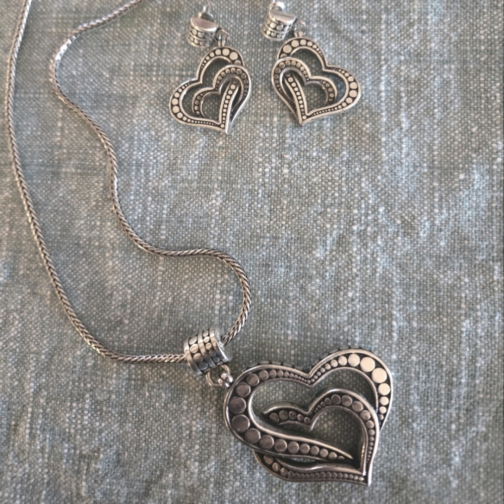 BRIGHTON INTERLOCKING HEARTS NECKLACE AND EARRINGS